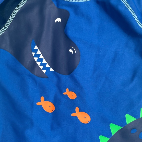 Carter’s one pc dino zip up rash guard EUC WORN 1x - Picture 5 of 8